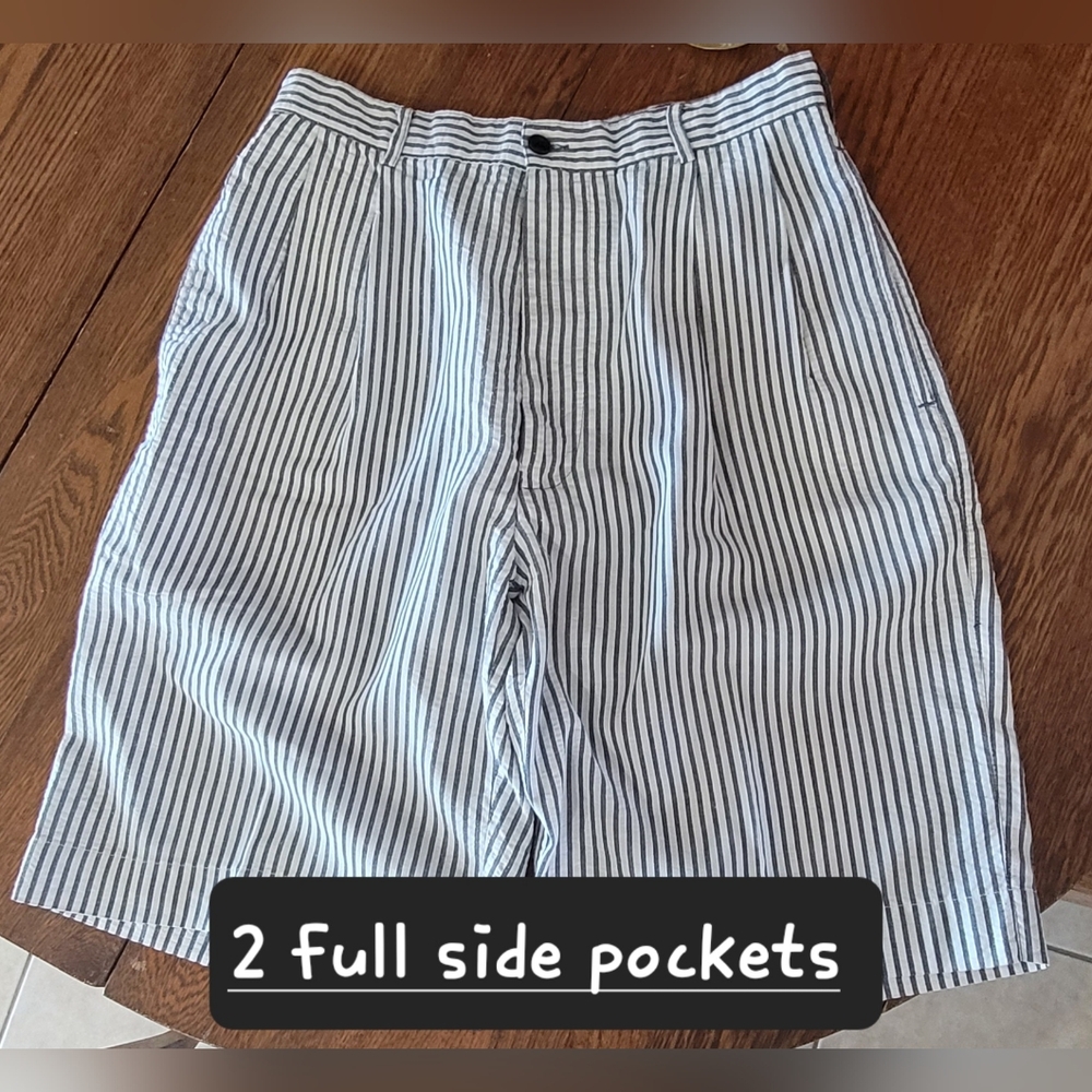 Classic Striped Grey & White Women's Bermuda Shorts